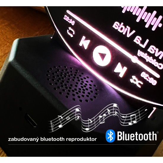 Spotify deska ve tvaru plotny s podsvícením a bluetooth reproduktorem
